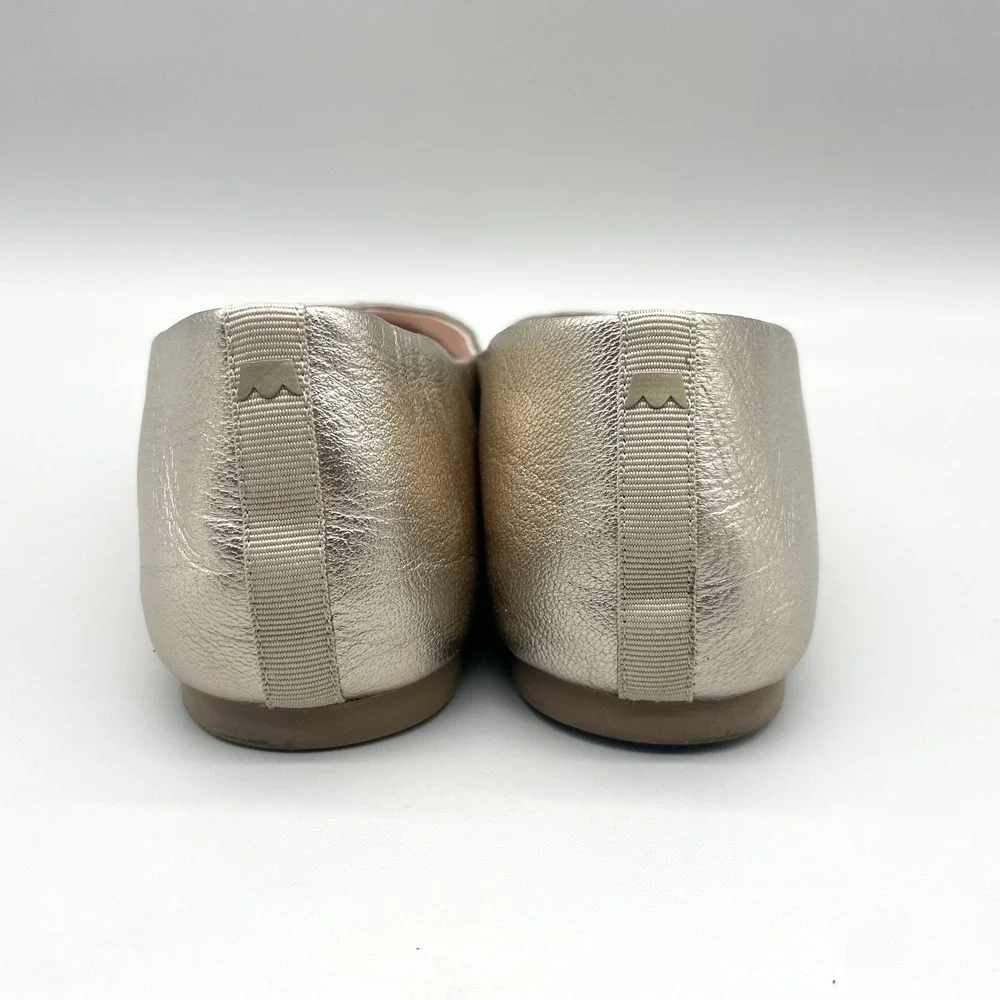 Birdies Womens 9 Goldfinch Ballet Flats Shoe Champagne Metallic Leather Cocktail